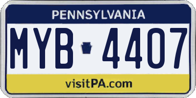 PA license plate MYB4407