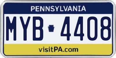 PA license plate MYB4408