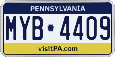PA license plate MYB4409