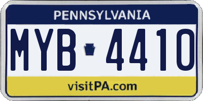 PA license plate MYB4410