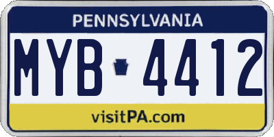 PA license plate MYB4412