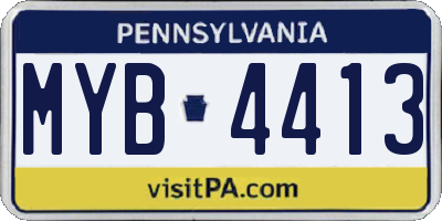 PA license plate MYB4413