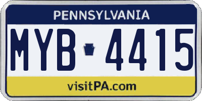 PA license plate MYB4415