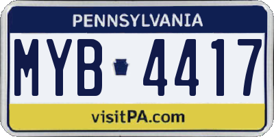 PA license plate MYB4417
