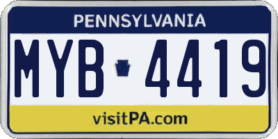 PA license plate MYB4419