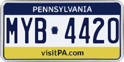 PA license plate MYB4420