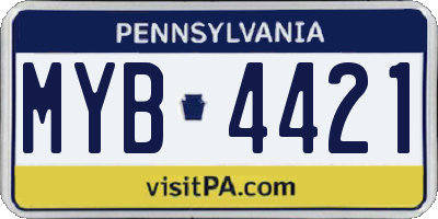 PA license plate MYB4421