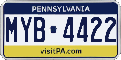 PA license plate MYB4422