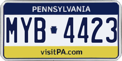 PA license plate MYB4423
