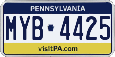 PA license plate MYB4425