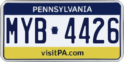 PA license plate MYB4426