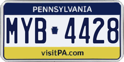 PA license plate MYB4428
