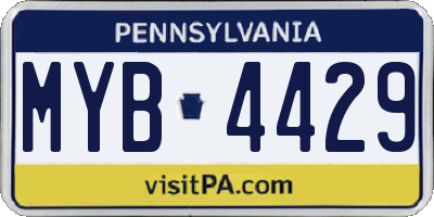 PA license plate MYB4429