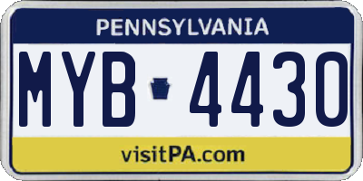 PA license plate MYB4430