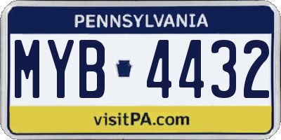 PA license plate MYB4432