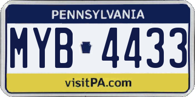 PA license plate MYB4433