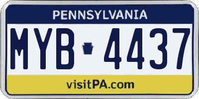 PA license plate MYB4437
