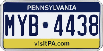 PA license plate MYB4438