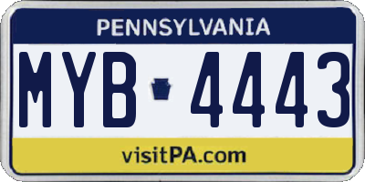 PA license plate MYB4443