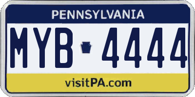PA license plate MYB4444