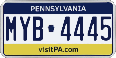 PA license plate MYB4445