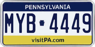 PA license plate MYB4449