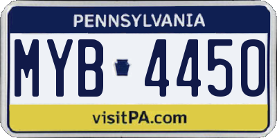 PA license plate MYB4450