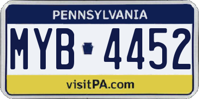 PA license plate MYB4452