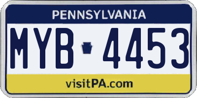PA license plate MYB4453