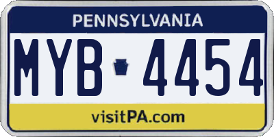 PA license plate MYB4454