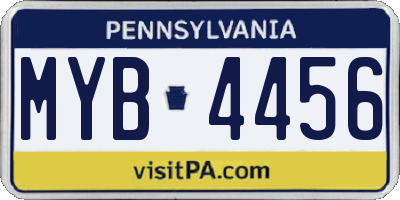 PA license plate MYB4456