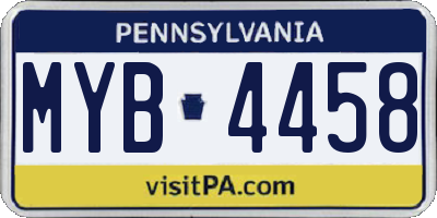 PA license plate MYB4458