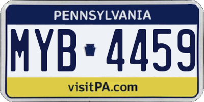 PA license plate MYB4459