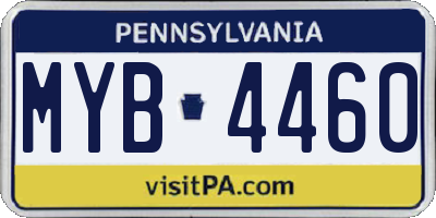 PA license plate MYB4460