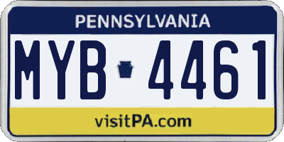 PA license plate MYB4461