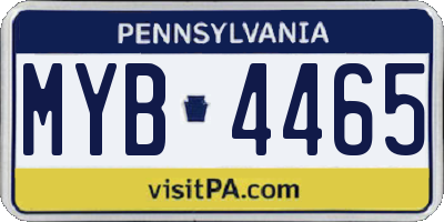 PA license plate MYB4465