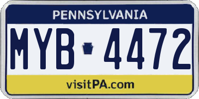 PA license plate MYB4472