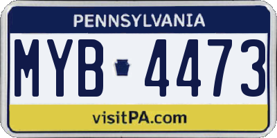 PA license plate MYB4473