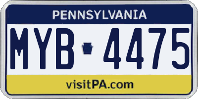 PA license plate MYB4475