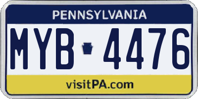 PA license plate MYB4476