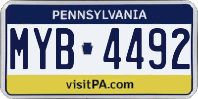 PA license plate MYB4492