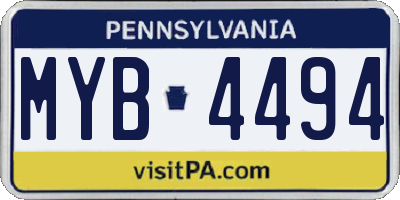 PA license plate MYB4494