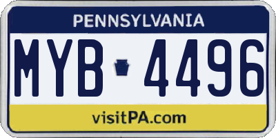 PA license plate MYB4496