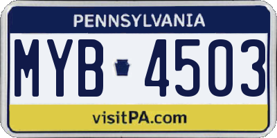 PA license plate MYB4503
