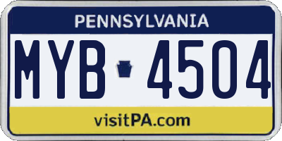 PA license plate MYB4504