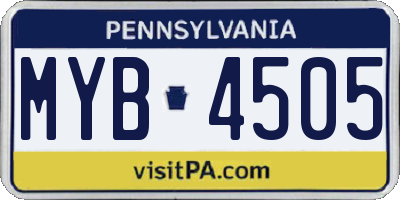 PA license plate MYB4505