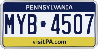 PA license plate MYB4507