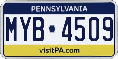 PA license plate MYB4509