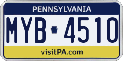 PA license plate MYB4510