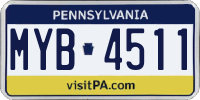 PA license plate MYB4511
